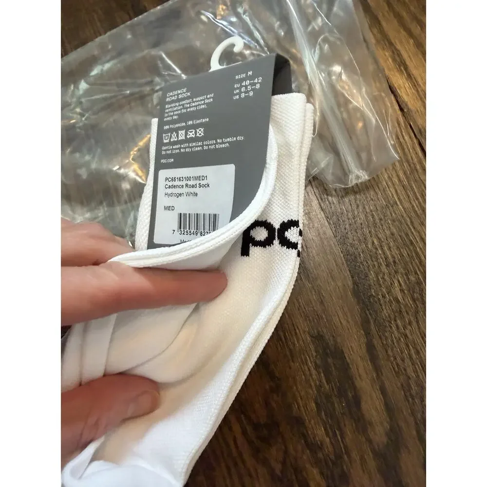 POC White Cadence Road Cycling Sock Men's Sz M 8-9 NWT
